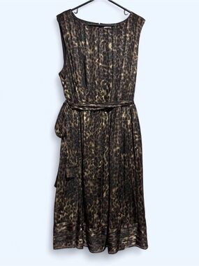 Carmen Marc Valvo Black Leopard-Print Midi Dress